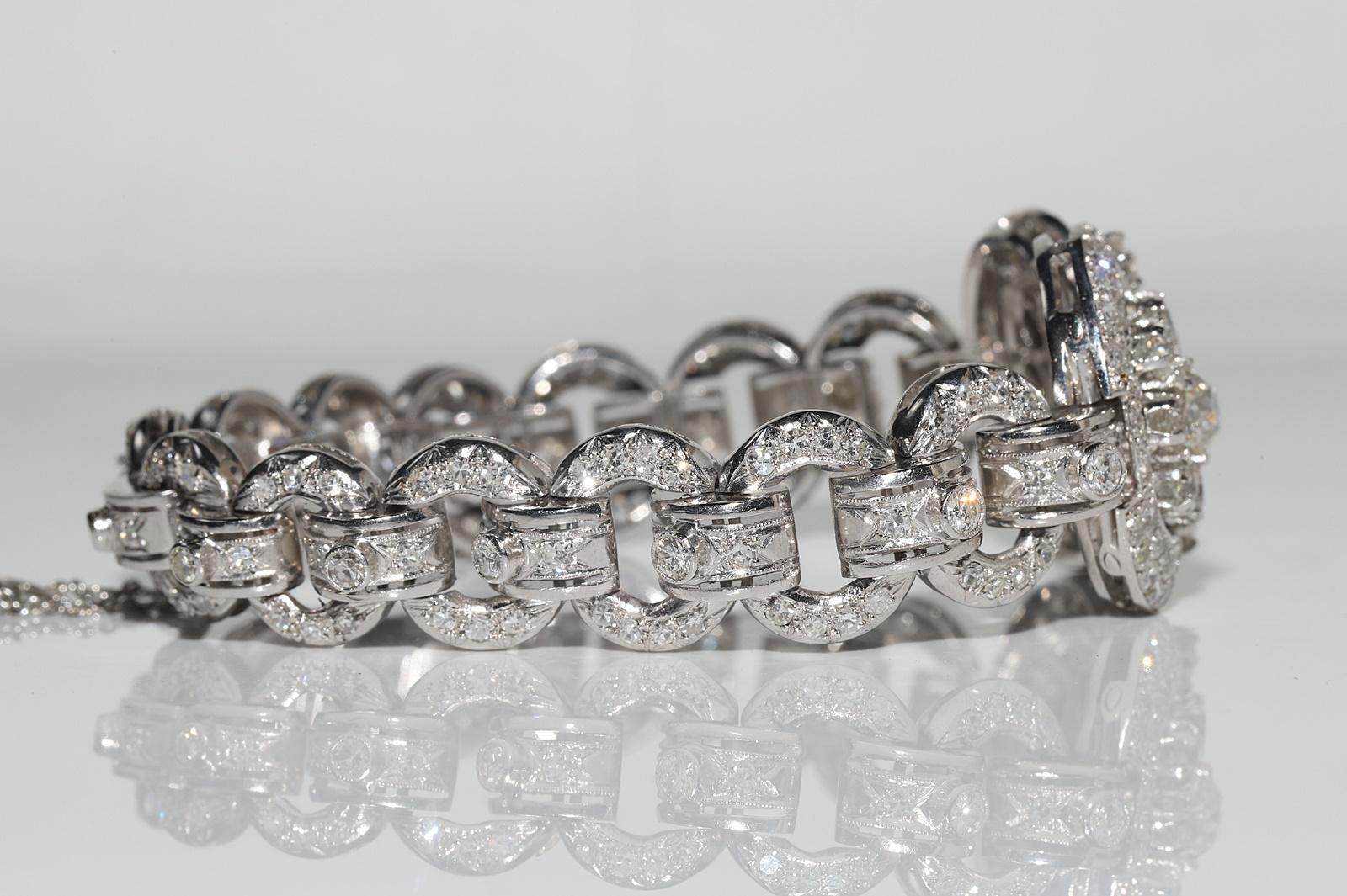 Antike CIRCA 1920s Art Deco Platin natürlichen Diamanten verziert starke Armband Damen