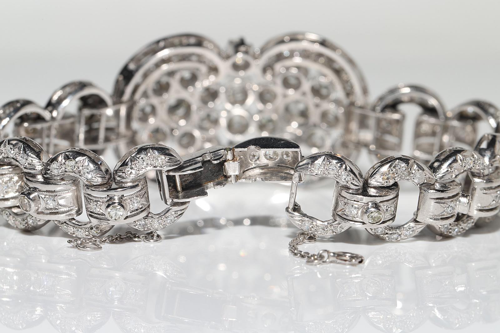 Antike CIRCA 1920s Art Deco Platin natürlichen Diamanten verziert starke Armband 2