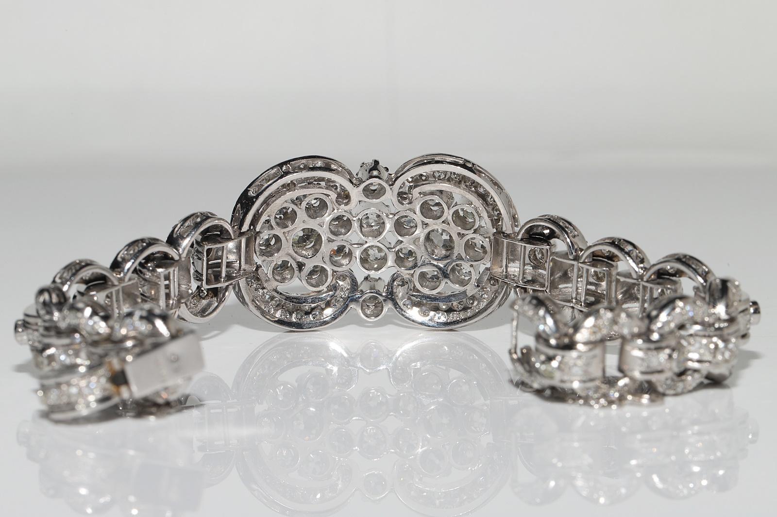 Antike CIRCA 1920s Art Deco Platin natürlichen Diamanten verziert starke Armband 3