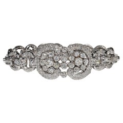 Antique Circa 1920s Art Deco Platinum Natural Diamond Decorated Strong Bracelet 