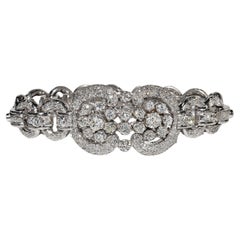 Antike CIRCA 1920s Art Deco Platin natürlichen Diamanten verziert starke Armband 