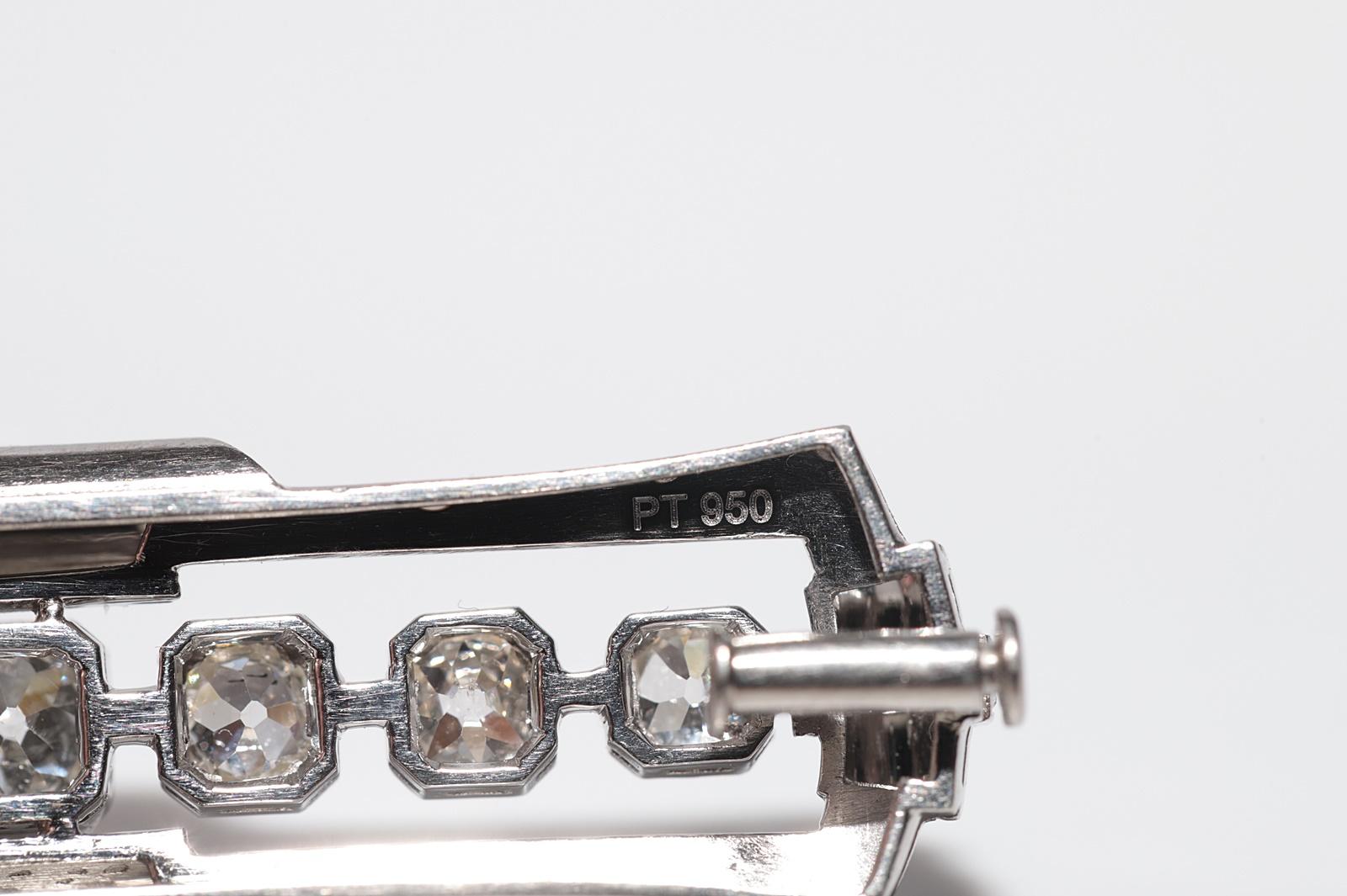 Antique Circa 1920s Art Deco Platinum Natural Old Cut Diamond Decorated Brooch 5