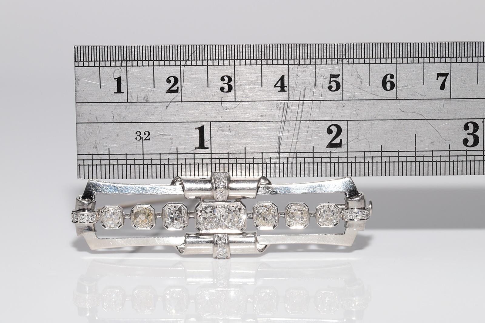 Antique Circa 1920s Art Deco Platinum Natural Old Cut Diamond Decorated Brooch 1