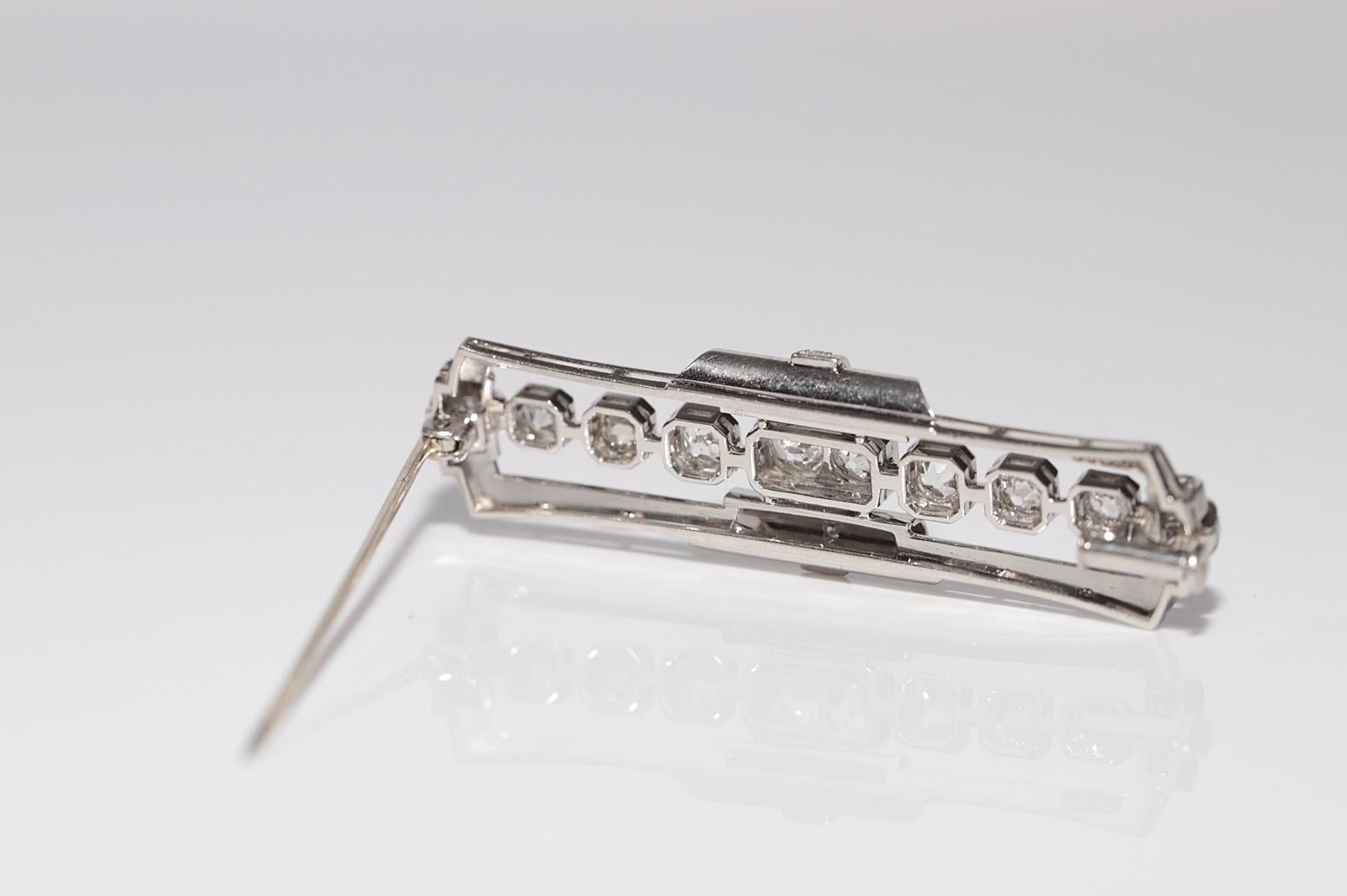 Antique Circa 1920s Art Deco Platinum Natural Old Cut Diamond Decorated Brooch 3