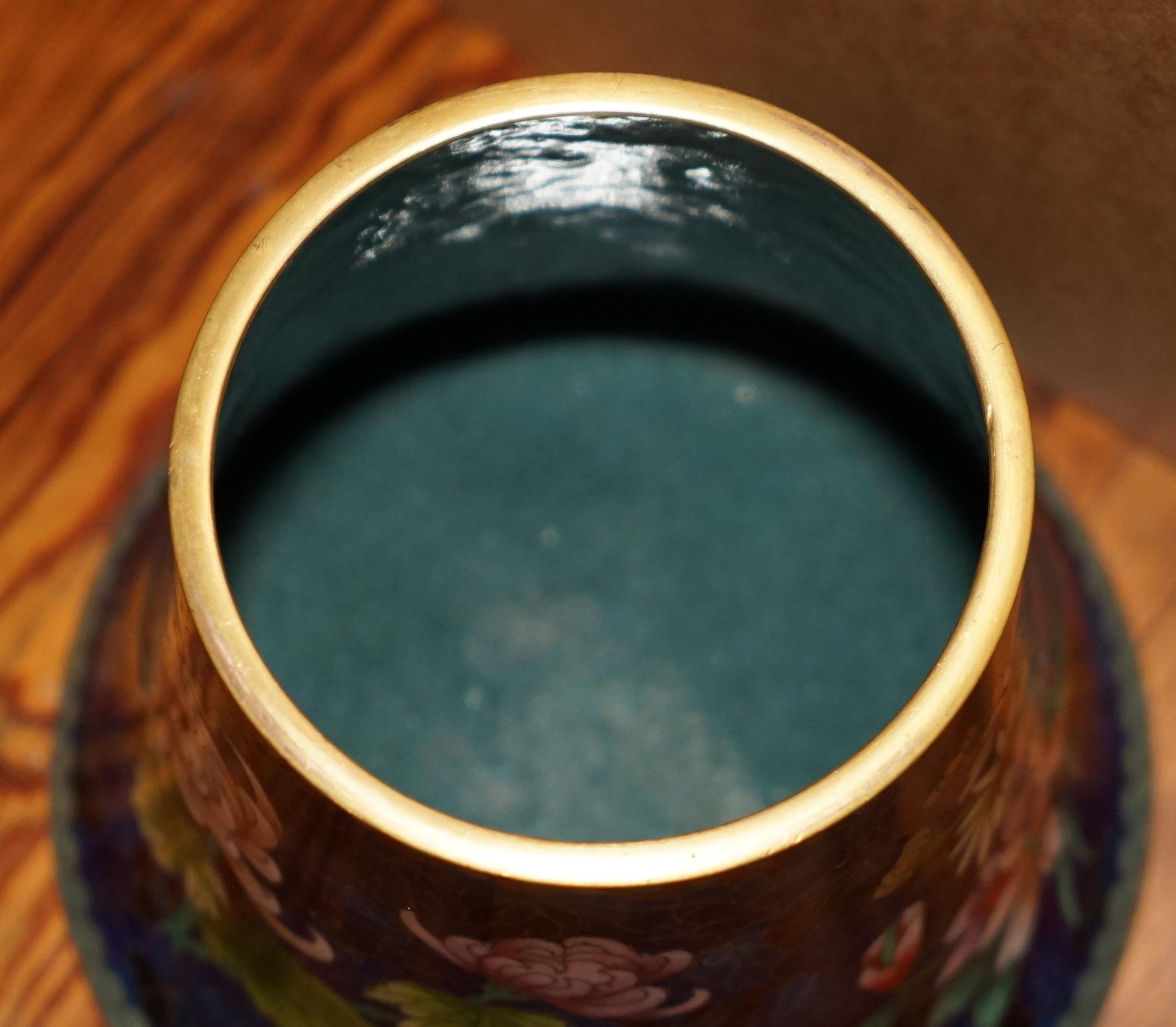 ANTIQUE CIRCA 1920's CHINESE CLOISONNE ENAMEL FLORAL POT & LID IDEALLY FOR TEA 2