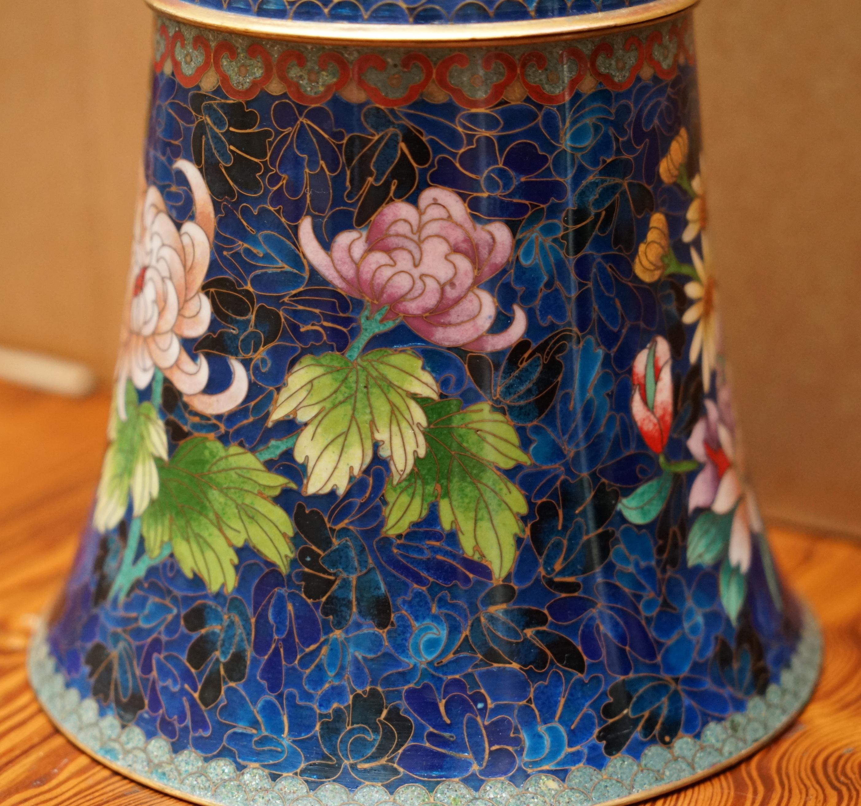Porcelain ANTIQUE CIRCA 1920's CHINESE CLOISONNE ENAMEL FLORAL POT & LID IDEALLY FOR TEA