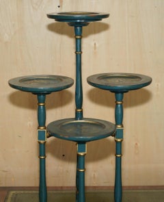 ANTIQUE CIRCA 1920'S GREEN CHINESE CHINOISERIE CAKE STAND PART OF A LARGE SUiTE