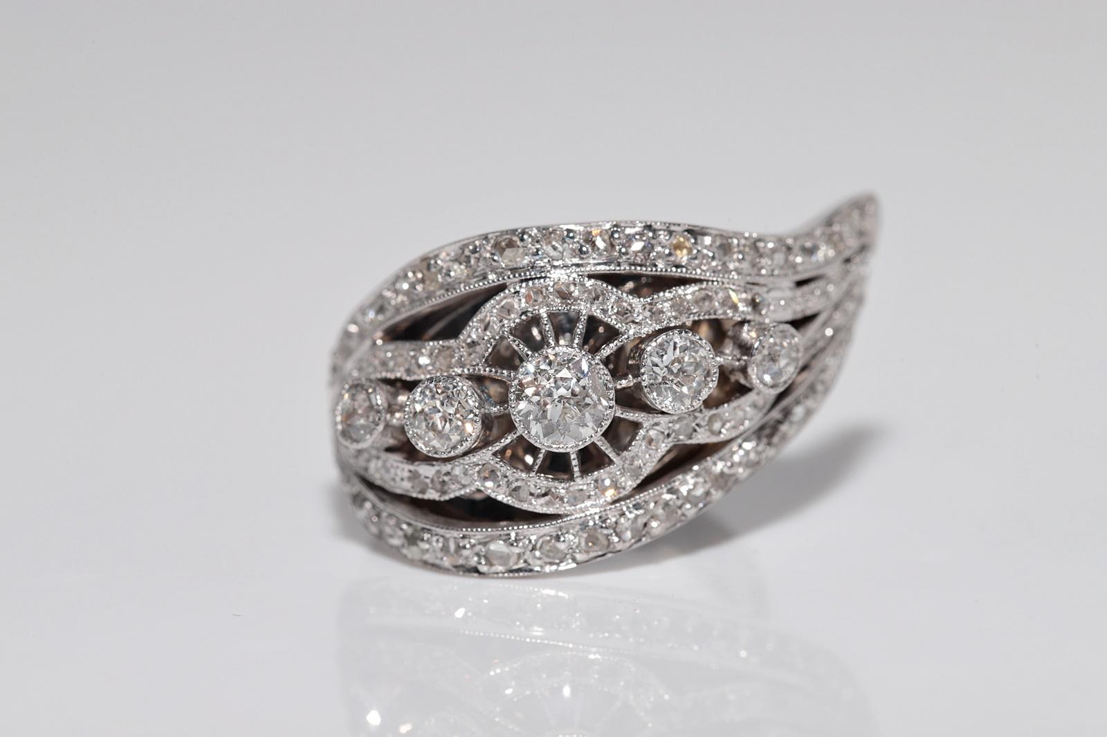 Antike CIRCA 1920er Jahre Handgefertigte Art Deco 18k Gold Natural Diamond Ring im Zustand „Gut“ im Angebot in Fatih/İstanbul, 34