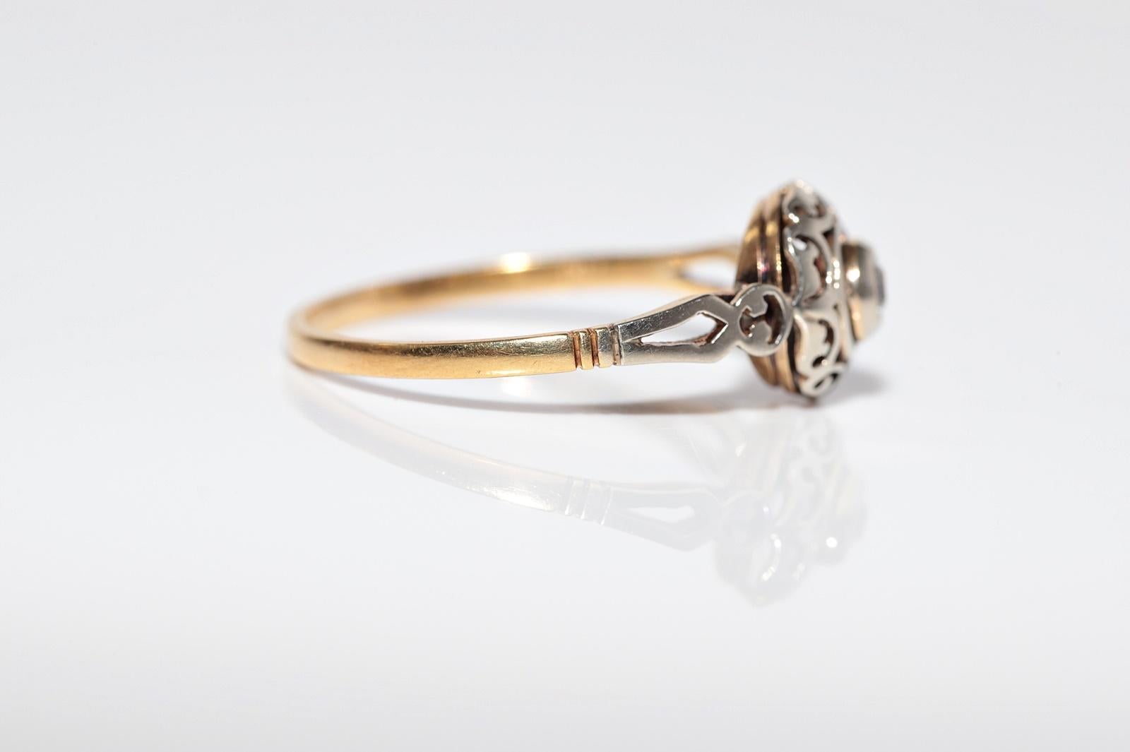 Bague solitaire ancienne des années 1920, fabriquée à la main en or 18 carats avec diamants naturels Pour femmes en vente