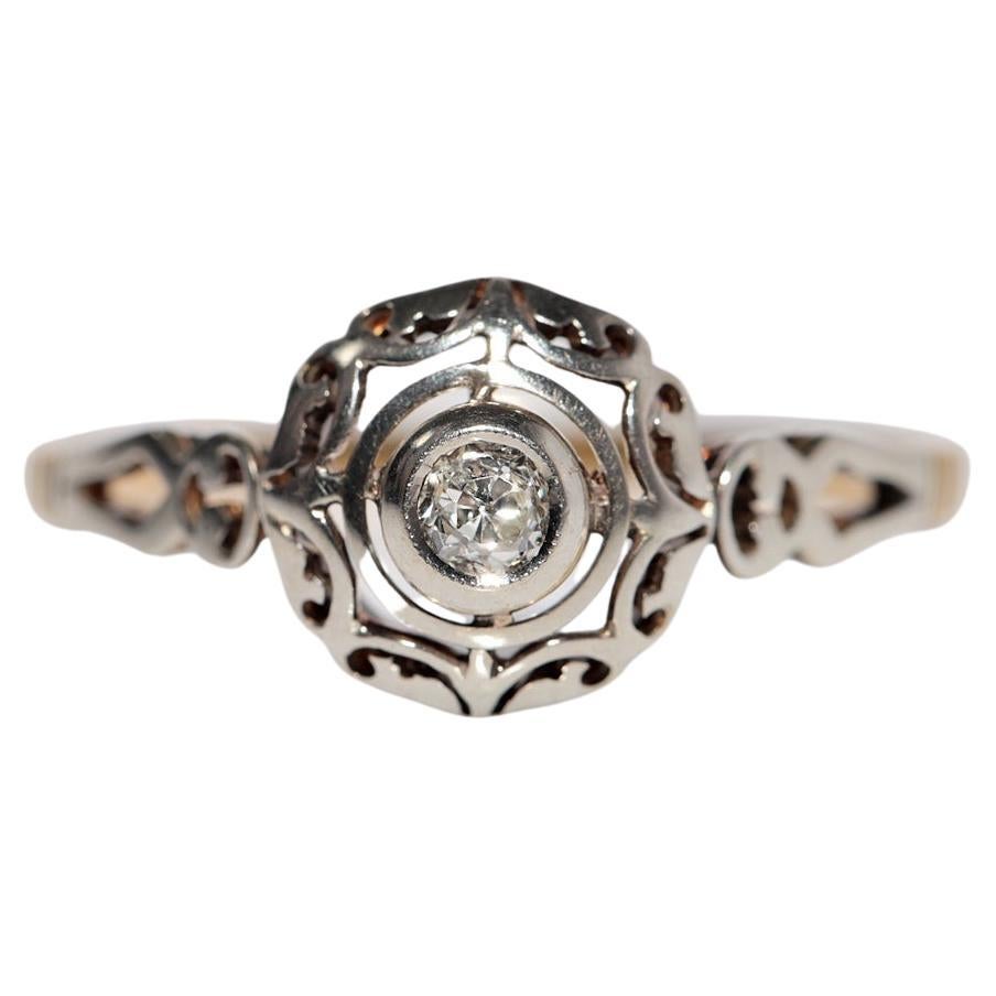 Anello antico CIRCA 1920 in oro 18k con diamante naturale solitario