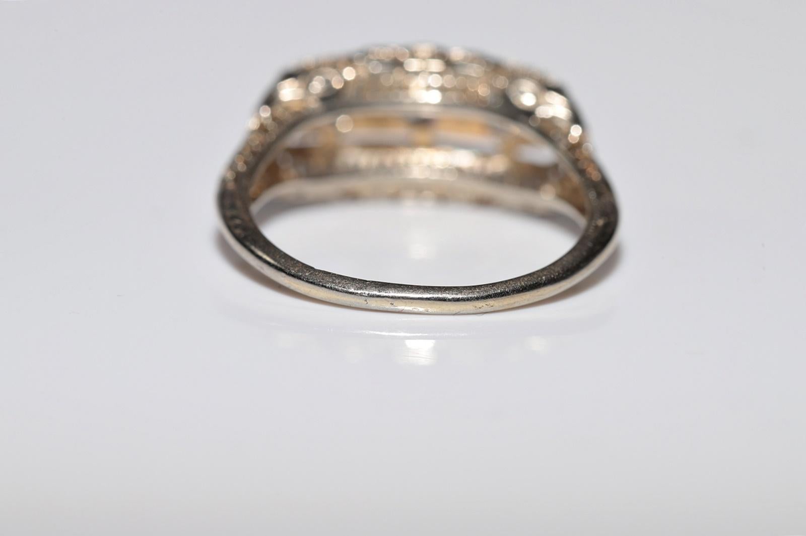 Ancienne bague Art déco des années 1920, fabriquée à la main en or 18 carats avec diamants naturels en vente 9