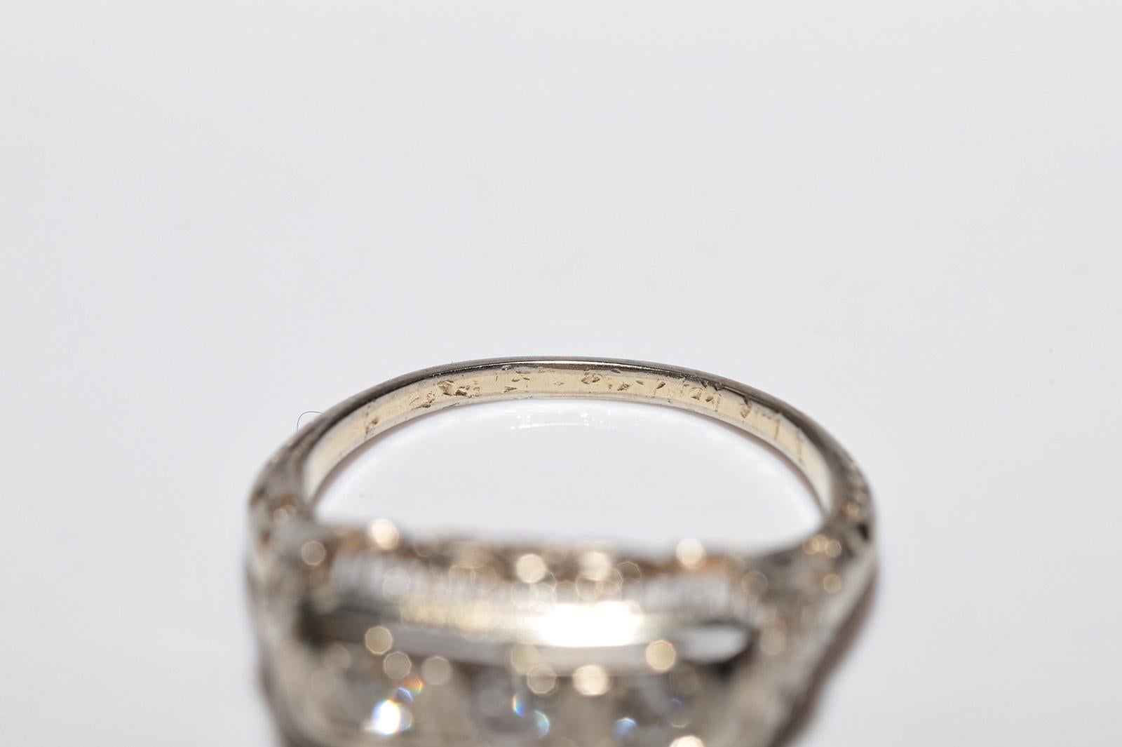 Ancienne bague Art déco des années 1920, fabriquée à la main en or 18 carats avec diamants naturels en vente 10