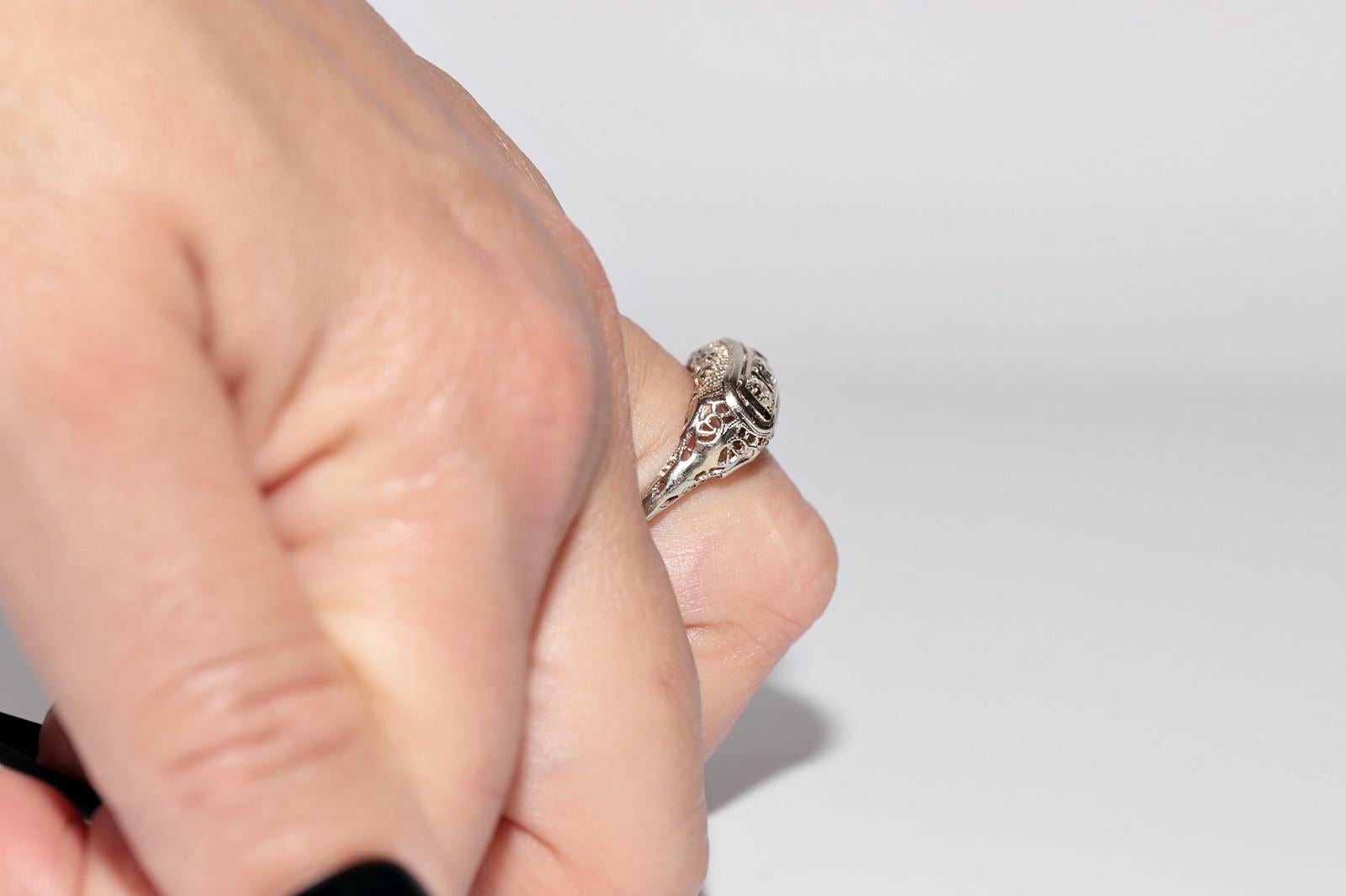 Ancienne bague Art déco des années 1920, fabriquée à la main en or 18 carats avec diamants naturels Pour femmes en vente