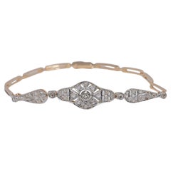 Antique Circa 1920s Handcrafted Art Deco 18k Gold Natural Diamond Bracelet