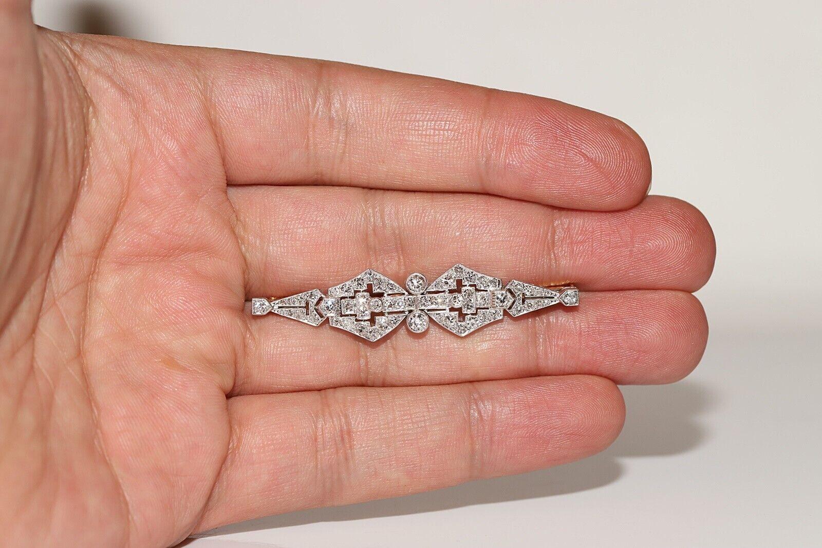 Antiguo Broche decorado con diamantes naturales de oro de 18 quilates original Art Decó de la década de 1920 en venta 3