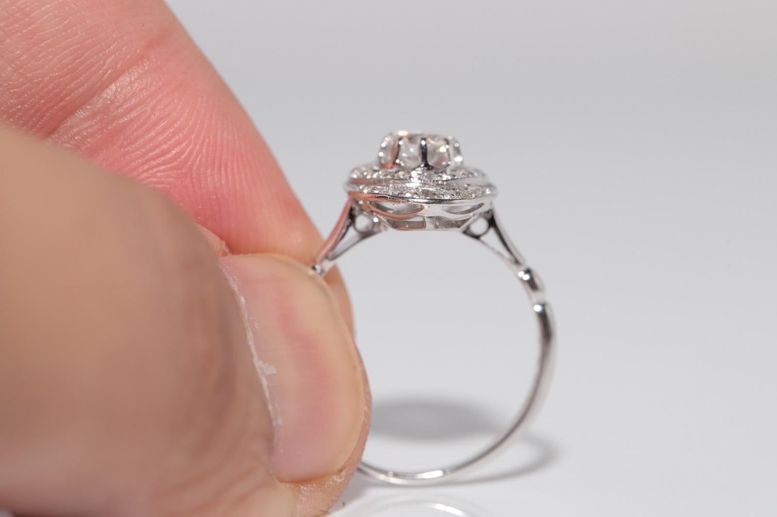 Bague ancienne en platine Art Deco des années 1920, faite à la main, avec diamant naturel en vente 6