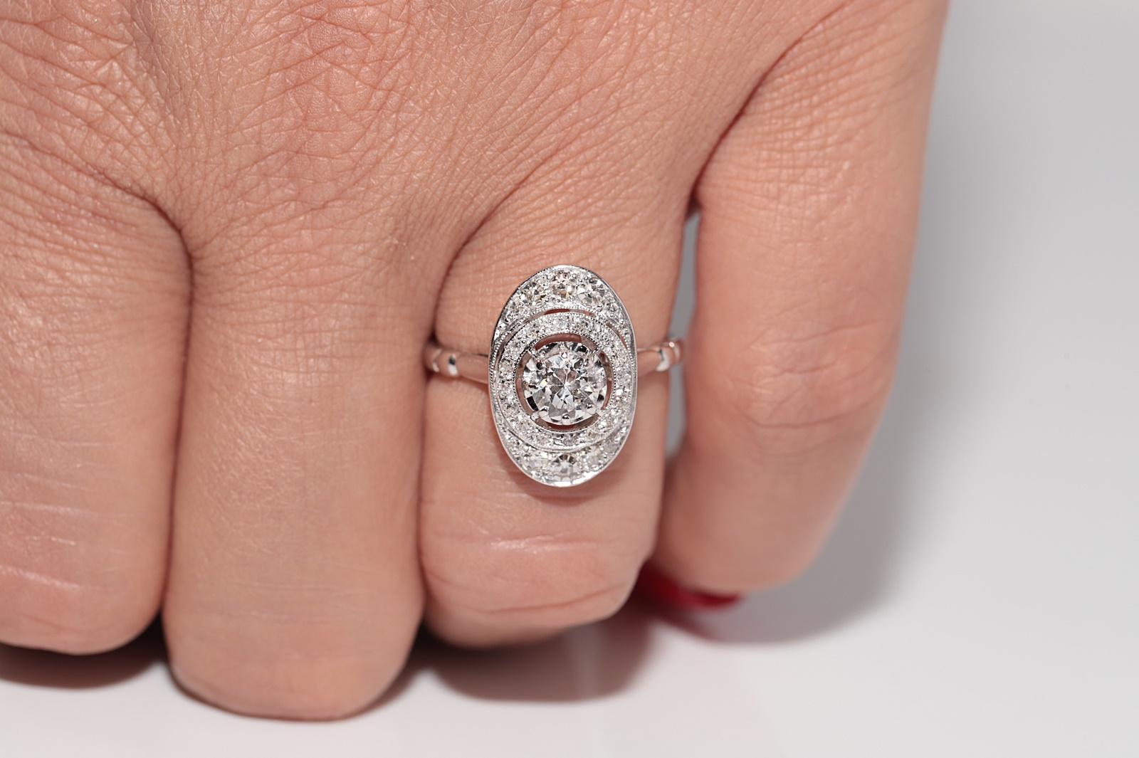 Bague ancienne en platine Art Deco des années 1920, faite à la main, avec diamant naturel Bon état - En vente à Fatih/İstanbul, 34
