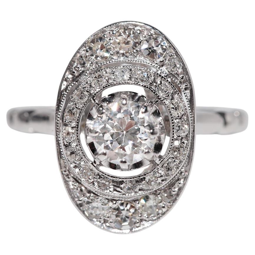 Bague ancienne en platine Art Deco des années 1920, faite à la main, avec diamant naturel en vente
