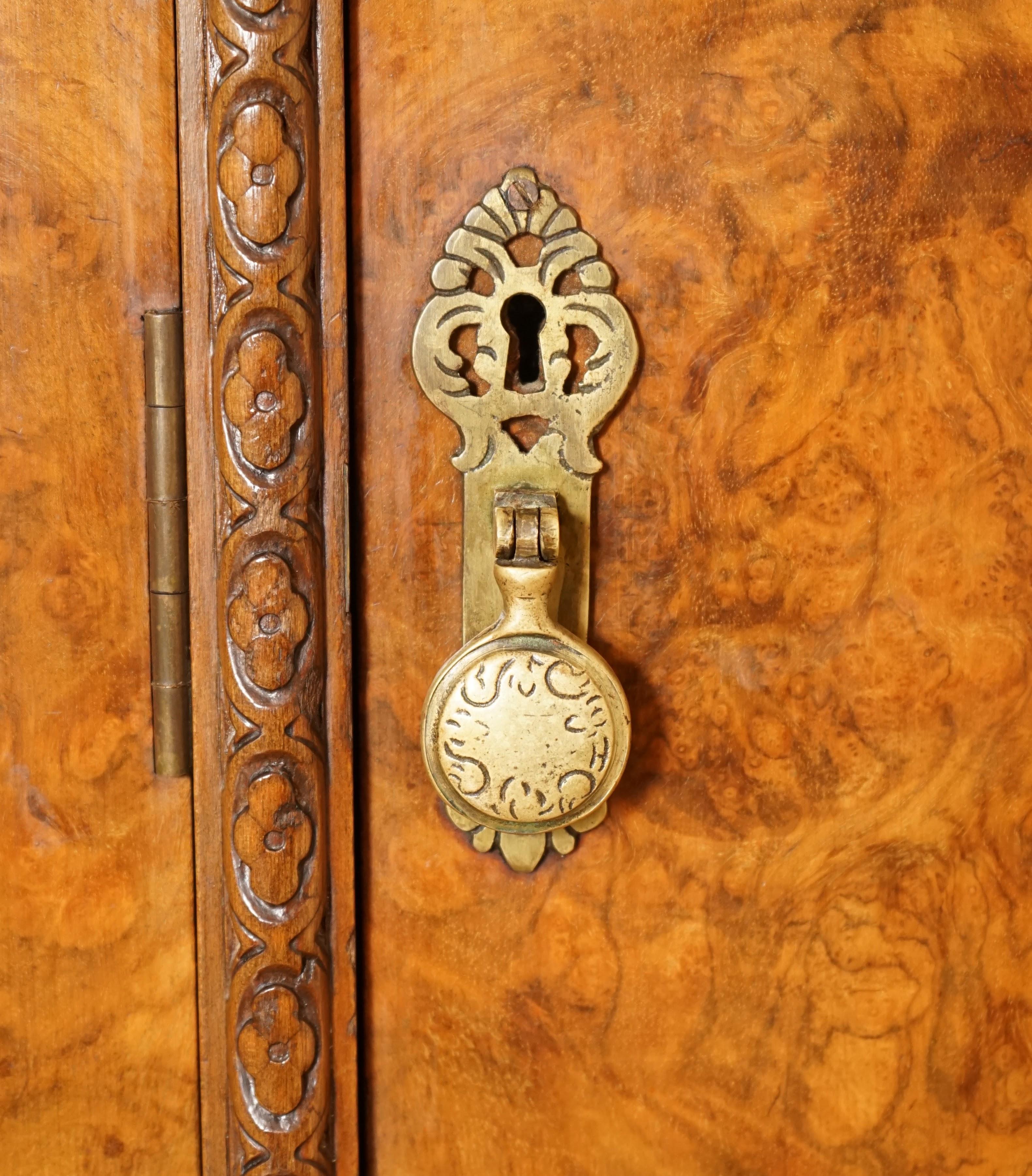 Antique circa 1920's Solid Burr Walnut Triple Bank Wardrobe 1