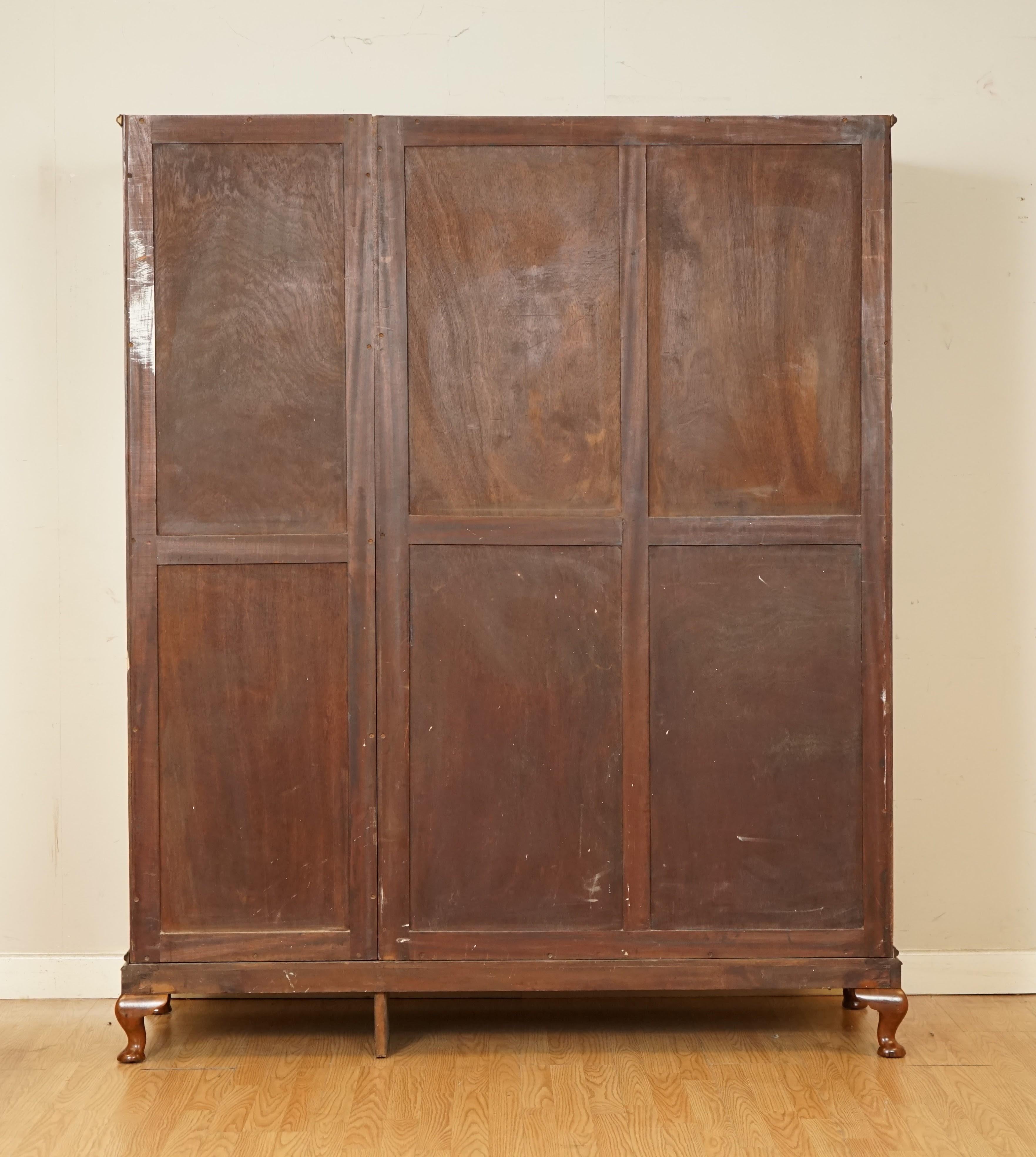 Antique circa 1920's Solid Burr Walnut Triple Bank Wardrobe 4