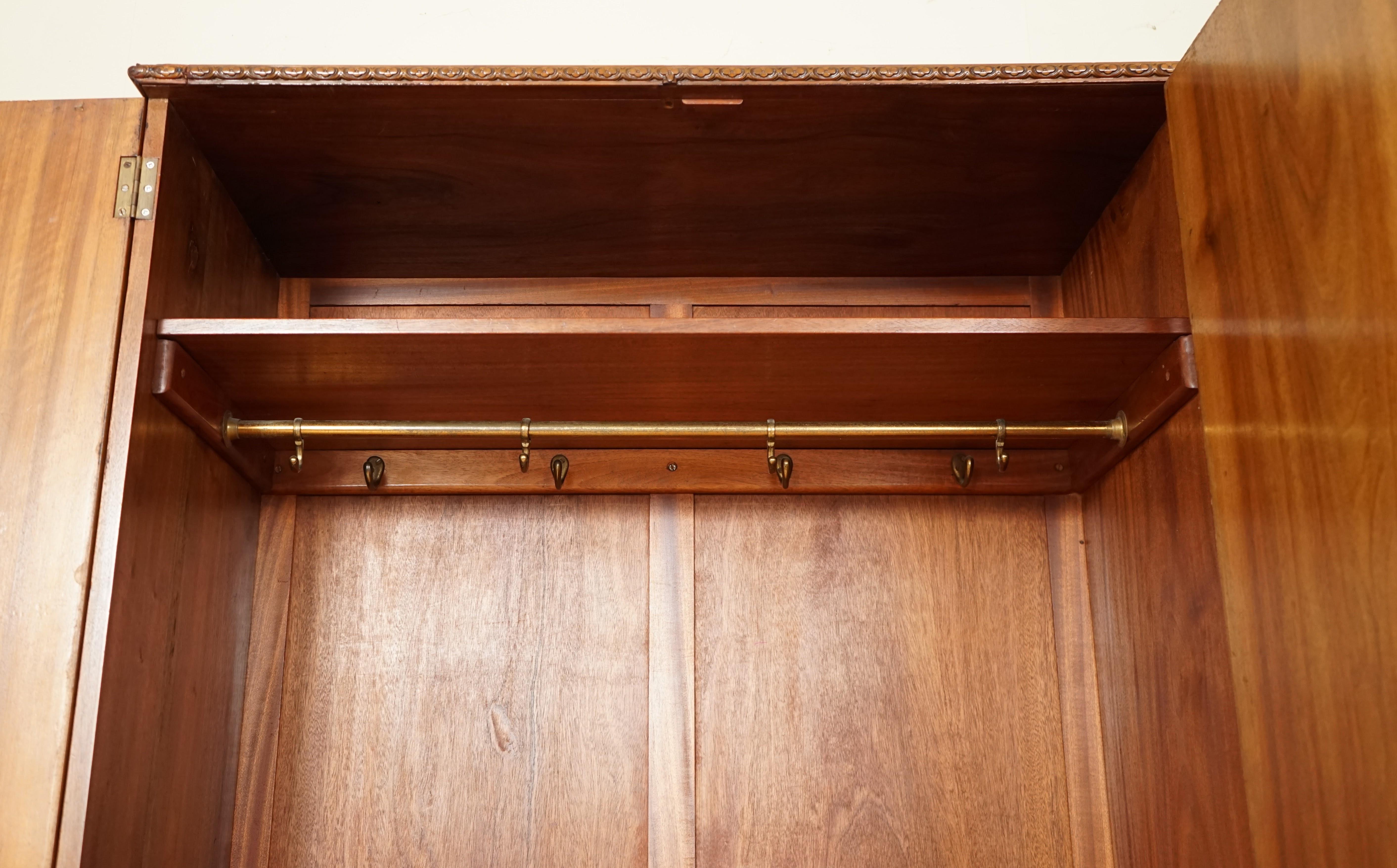 Hand-Crafted Antique circa 1920's Solid Burr Walnut Triple Bank Wardrobe