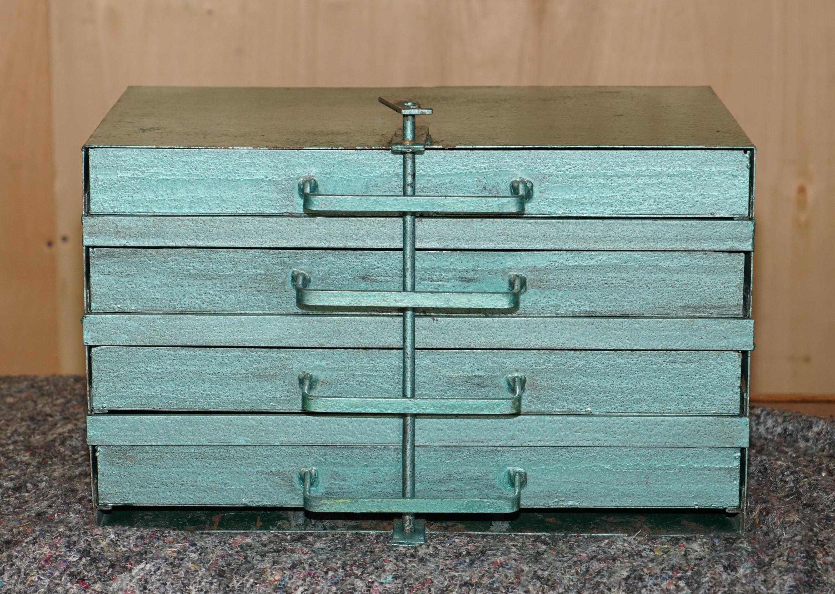 Royal House Antiques

Royal House Antiques is delighted to offer for sale this original, stunning condition teal coloured machinist work tool box in all steel with period lock and locking bar

Please note the delivery fee listed is just a guide, it