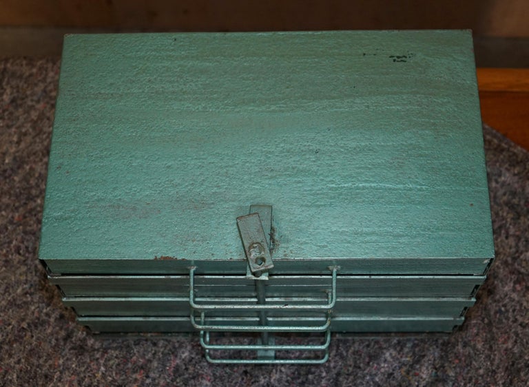 green metal tackle box Plano Three-Tray When the fish quit biting Antique Metal Tackle Box -