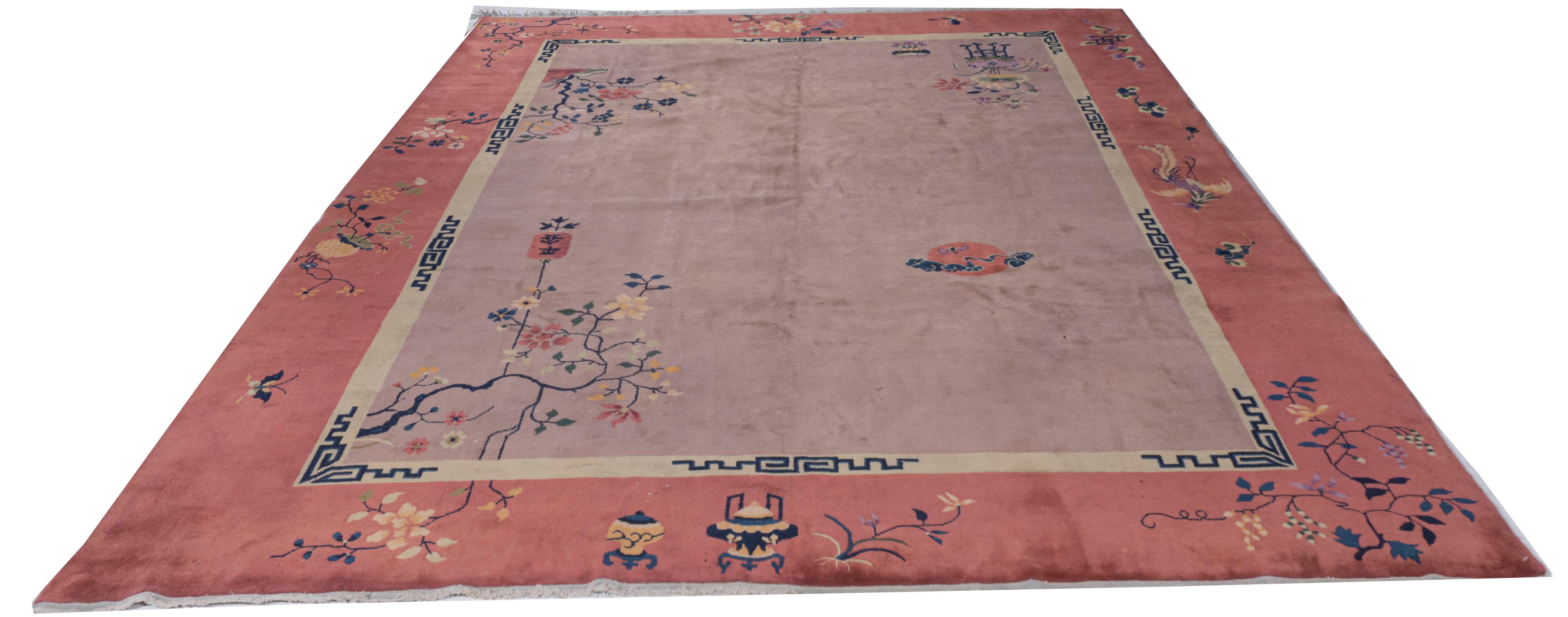 Antico Tappeto a mano Art Deco cinese del 1923 di colore grigio-tap 8'10 X 11'2 in vendita 7