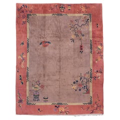 Antique Circa 1923 Taupy-Gray Chinese Art Deco Hand Knotted Rug 8'10 X 11'2