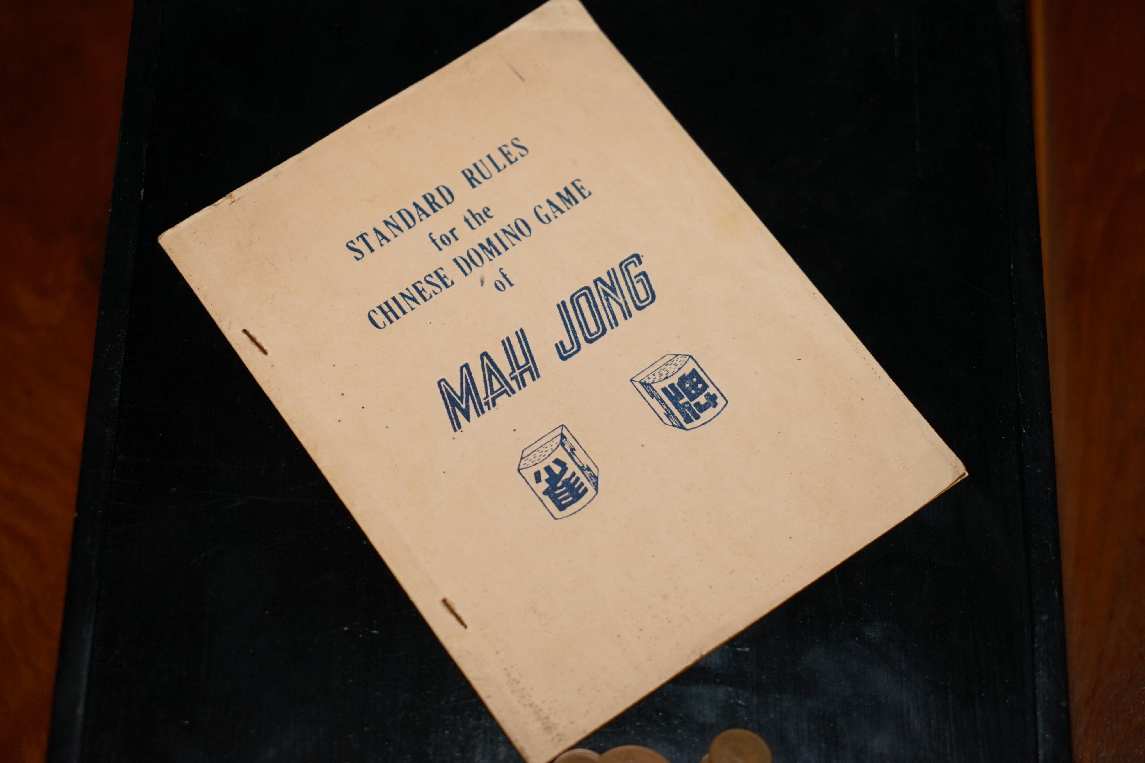 ANTICO SET DI MAHJONG CINESE CIRCA 1930 + RACCHETTE DA CONTATORE E SOLDI IN ORIGINALE in vendita 3