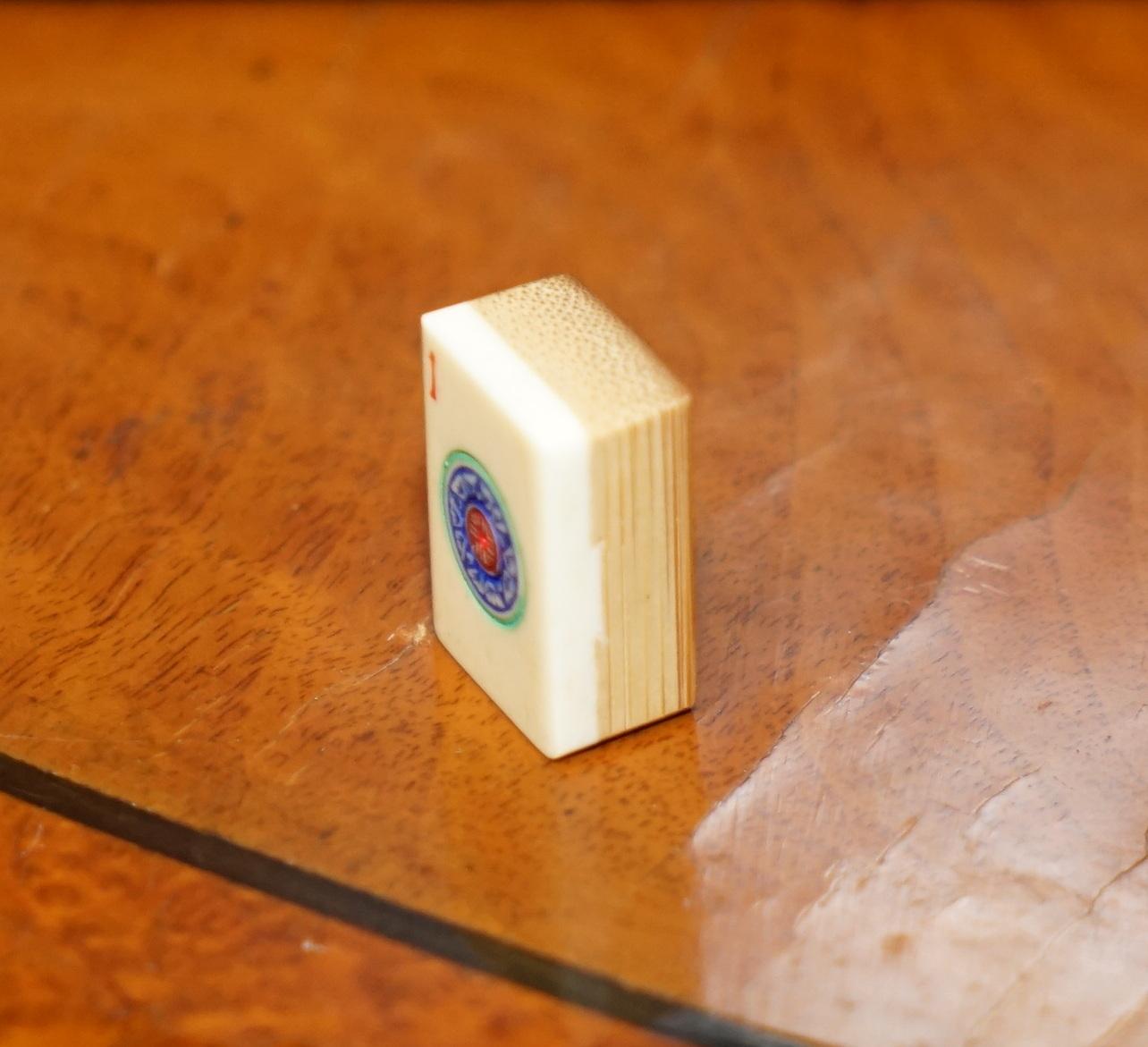 ANTICO SET DI MAHJONG CINESE CIRCA 1930 + RACCHETTE DA CONTATORE E SOLDI IN ORIGINALE in vendita 4