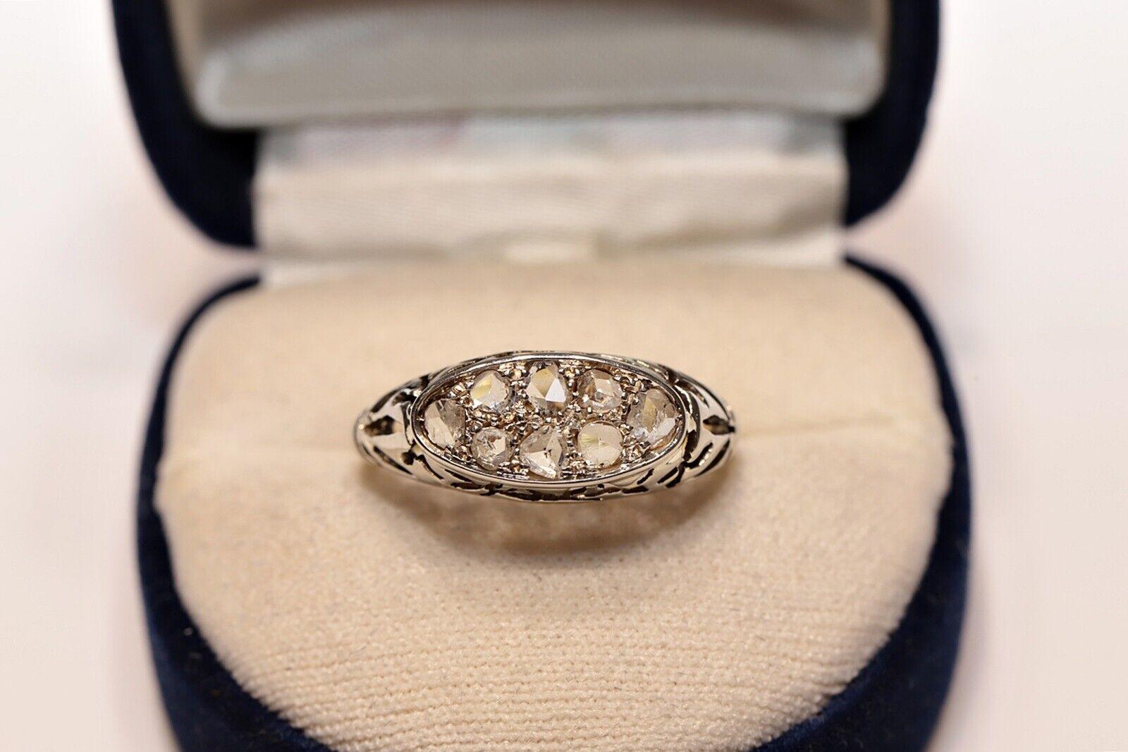 Bague Art déco ancienne des années 1930 en or 18 carats avec diamants naturels taille rose  en vente 5