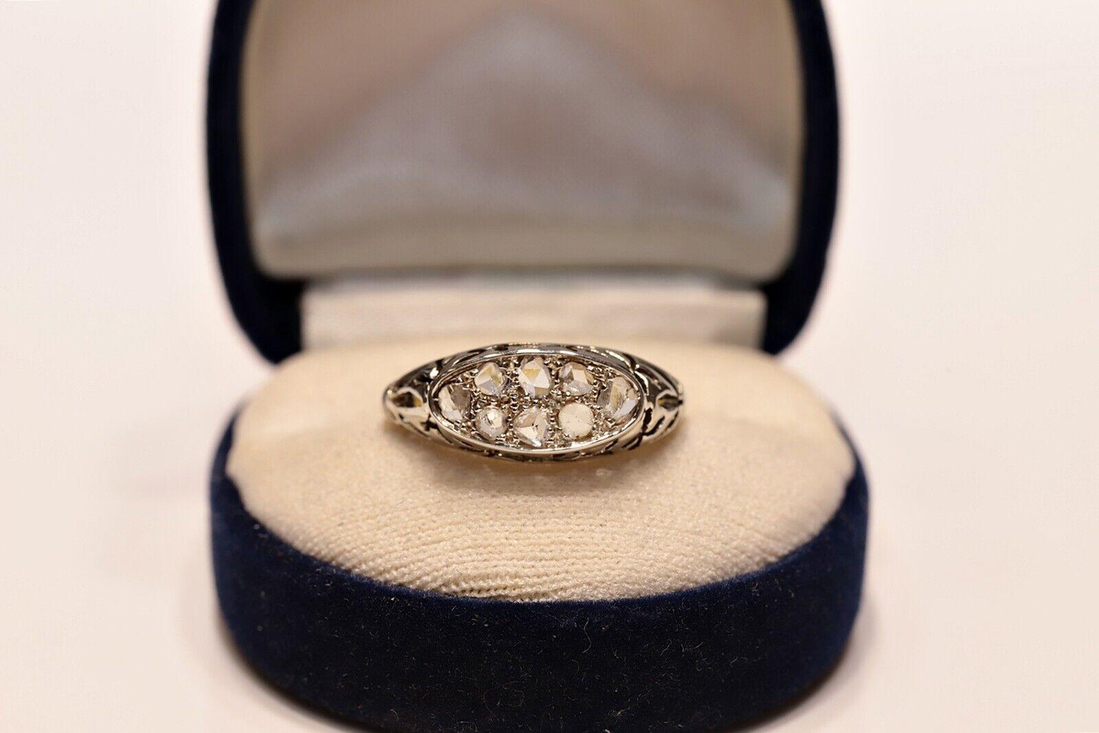 Bague Art déco ancienne des années 1930 en or 18 carats avec diamants naturels taille rose  en vente 6