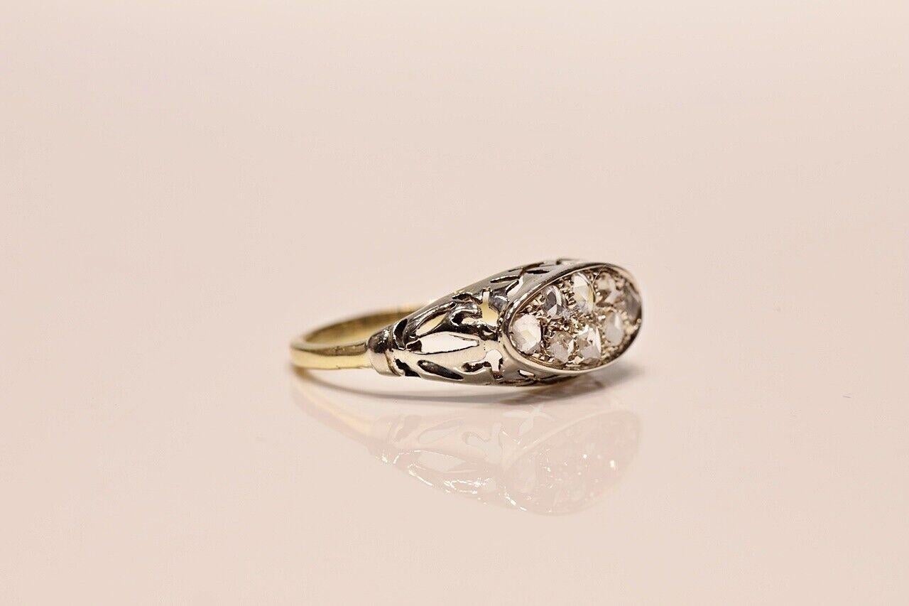 Antique Circa 1930s Art Deco 18k Gold Natural Rose Cut Diamond Ring  For Sale 8