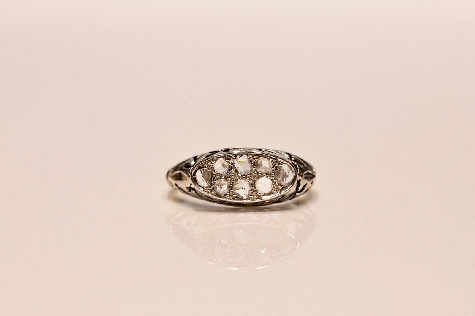 Antique Circa 1930s Art Deco 18k Gold Natural Rose Cut Diamond Ring  For Sale 9