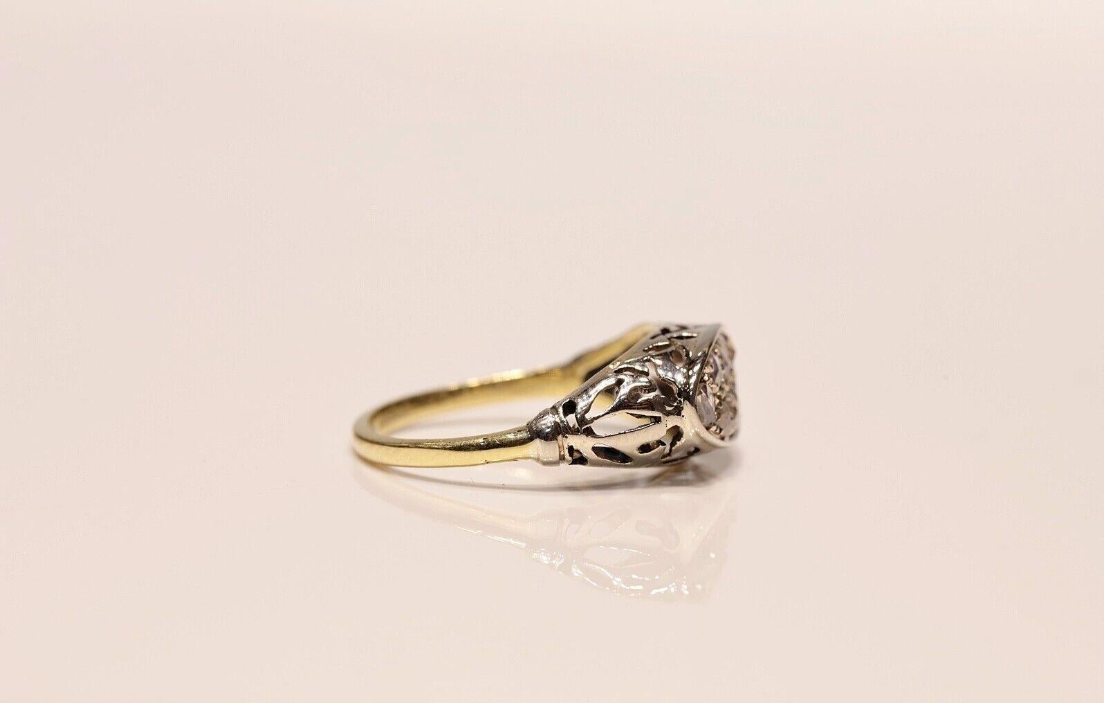 Women's Antique Circa 1930s Art Deco 18k Gold Natural Rose Cut Diamond Ring  For Sale