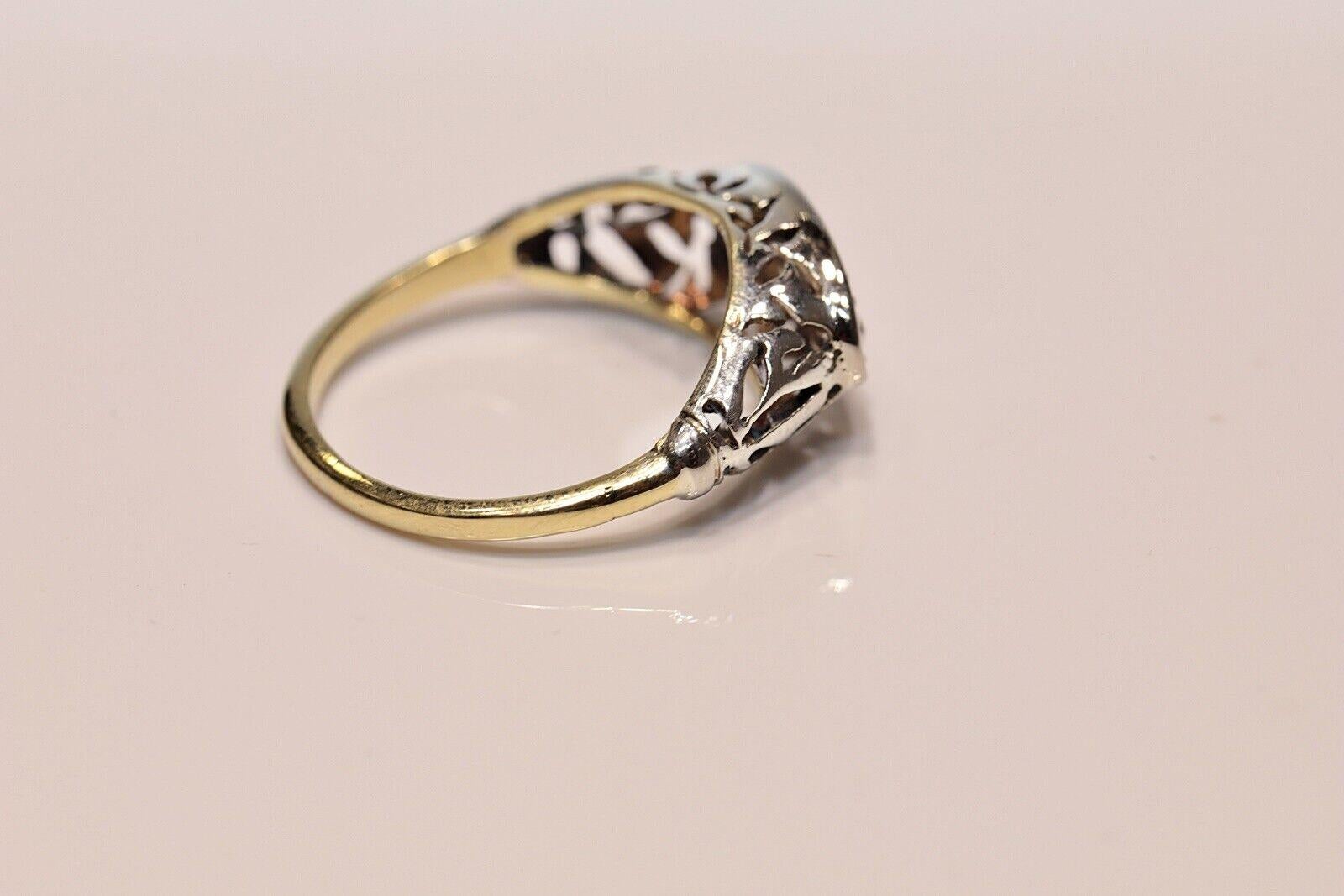 Antique Circa 1930s Art Deco 18k Gold Natural Rose Cut Diamond Ring  For Sale 3