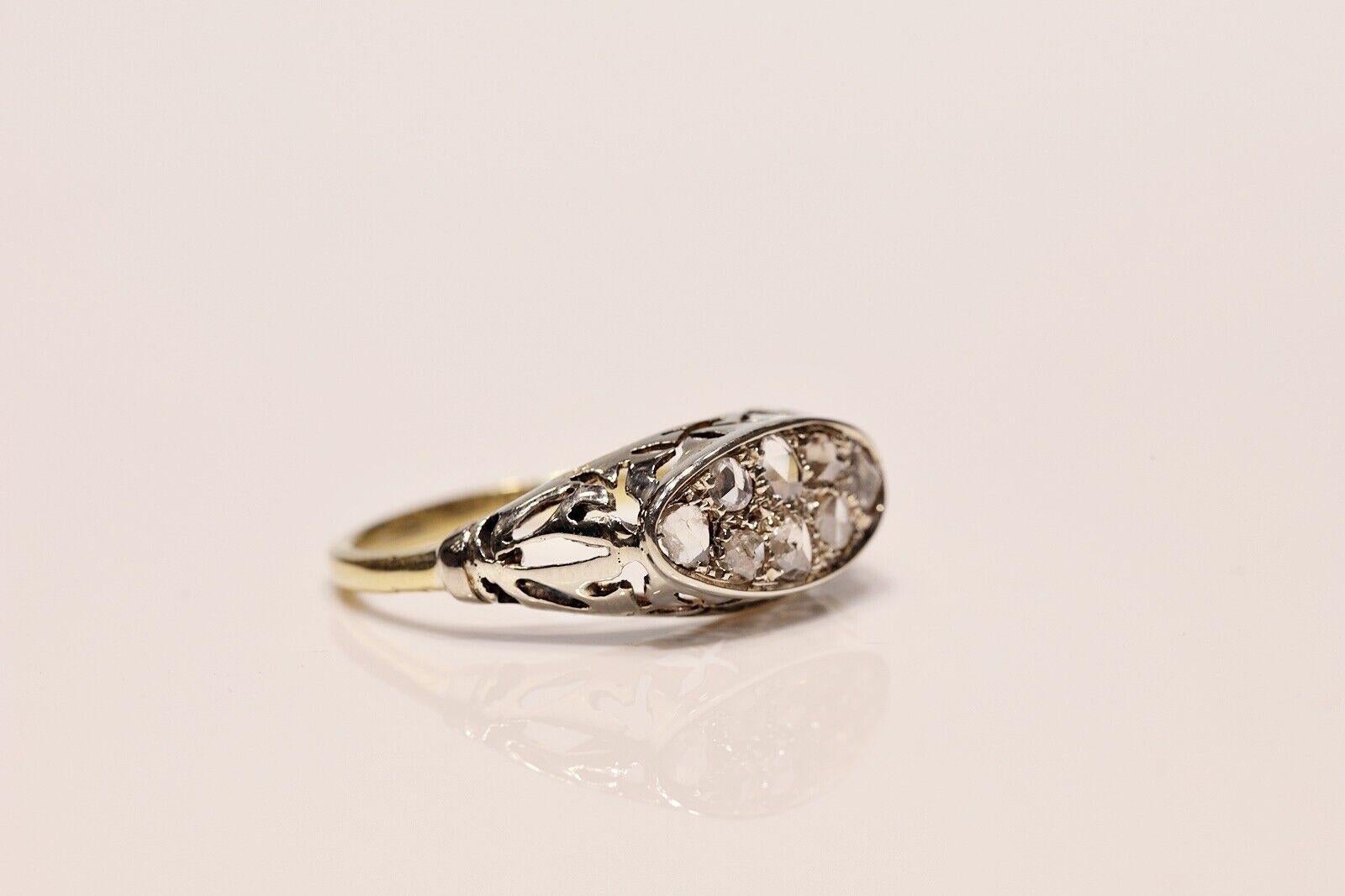 Antique Circa 1930s Art Deco 18k Gold Natural Rose Cut Diamond Ring  For Sale 4