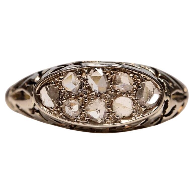 Antique Circa 1930s Art Deco 18k Gold Natural Rose Cut Diamond Ring 