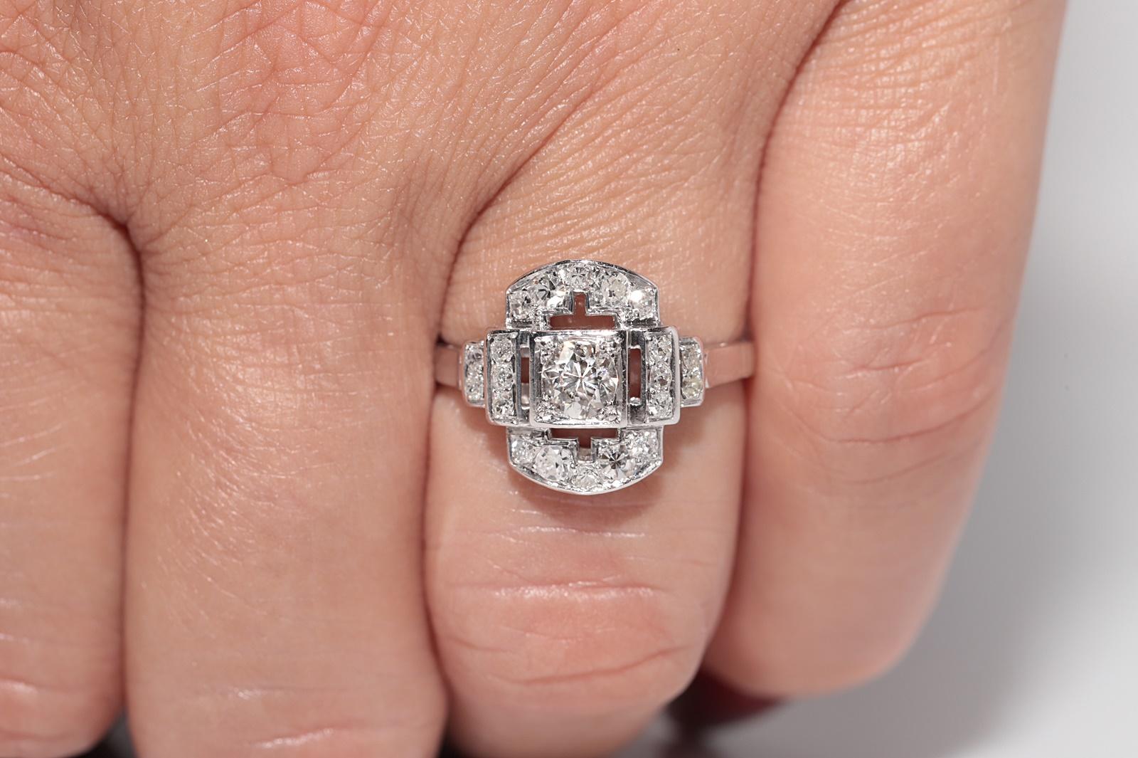Antiker Art-Déco-Ring aus Platin mit natürlichem Diamanten, ca. 1930er Jahre (Alteuropäischer Brillantschliff) im Angebot