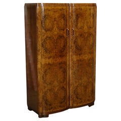 ANTICO CIRCA 1930 INGHILTERRA NOCE ART DECO ARMADIO A DUE PORTE