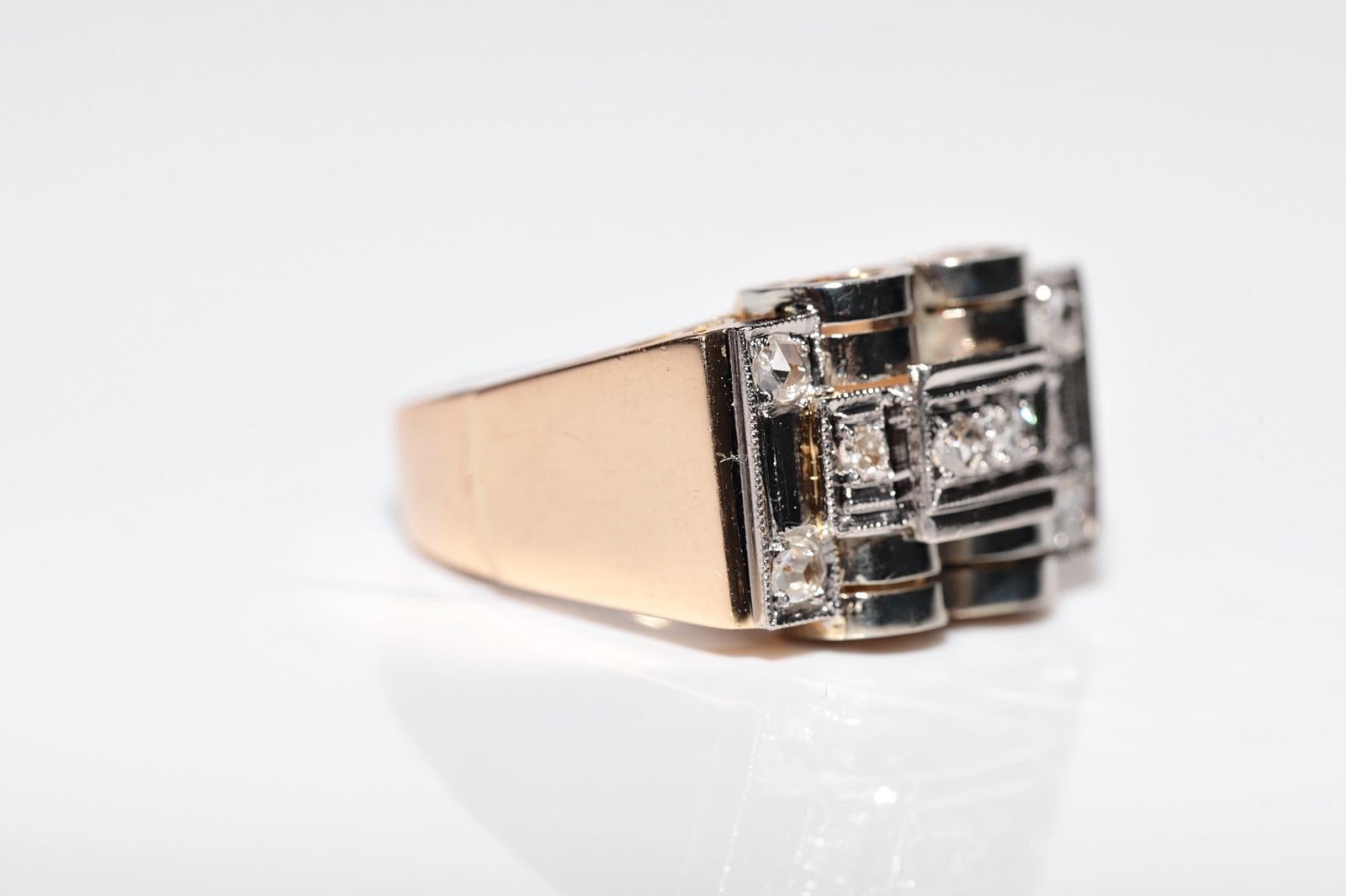 Antico, circa 1930, fatto a mano  Anello con serbatoio decorato con diamanti naturali in oro 18k In condizioni buone in vendita a Fatih/İstanbul, 34