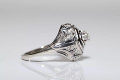 Antique Circa 1930s Handmade 18k Gold Natural Diamond Decorated Ring