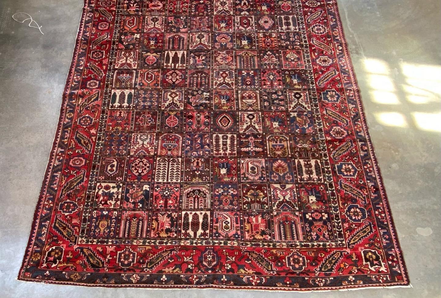 Wool Antique Circa 1930s Large Persian Bakhtiari Room Size Garden Rug  For Sale