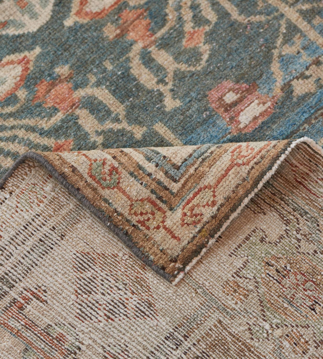 Antique Circa-1940 Floral Blue Persian Malayer Rug 4'2