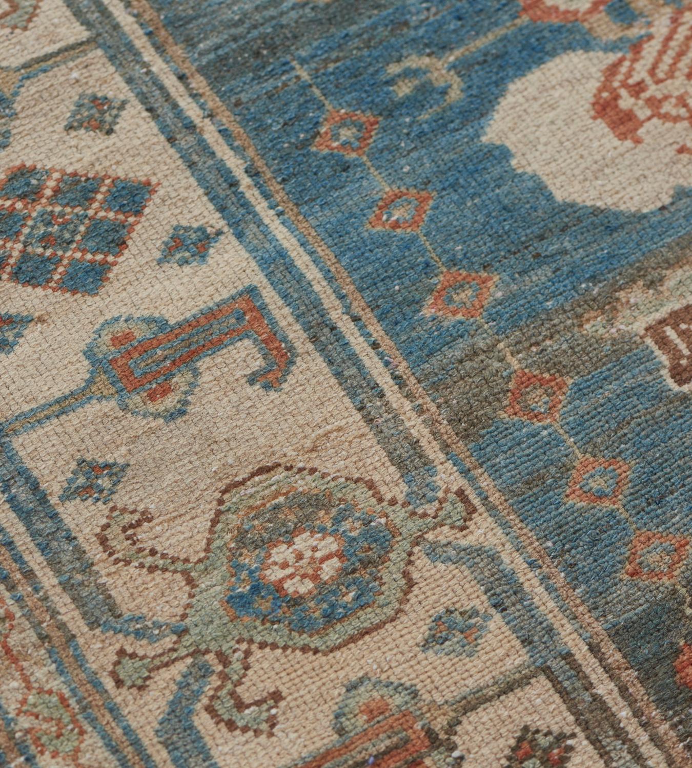 20th Century Antique Circa-1940 Floral Blue Persian Malayer Rug 4'2