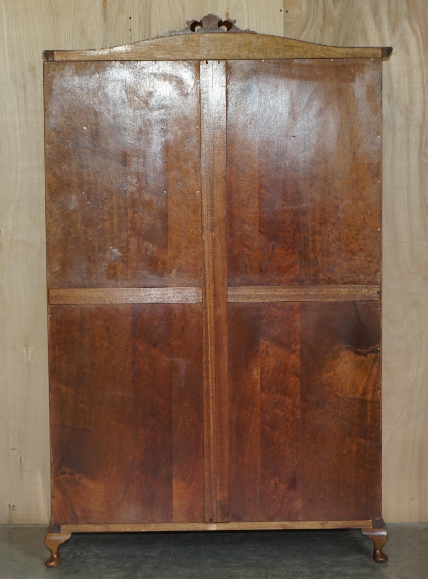 ANTIQUE CIRCA 1940's BURR WALNUT LARGE WARDROBE SPLITS IN TWO FOR EASY TRANSPORT For Sale 5