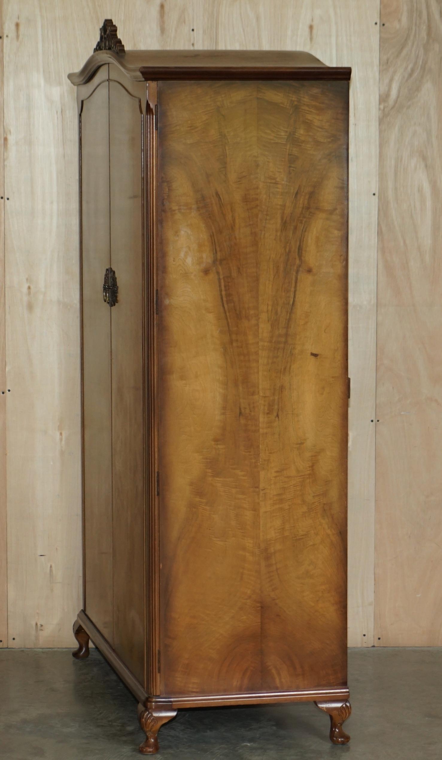 ANTIQUE CIRCA 1940's BURR WALNUT LARGE WARDROBE SPLITS IN TWO FOR EASY TRANSPORT 5