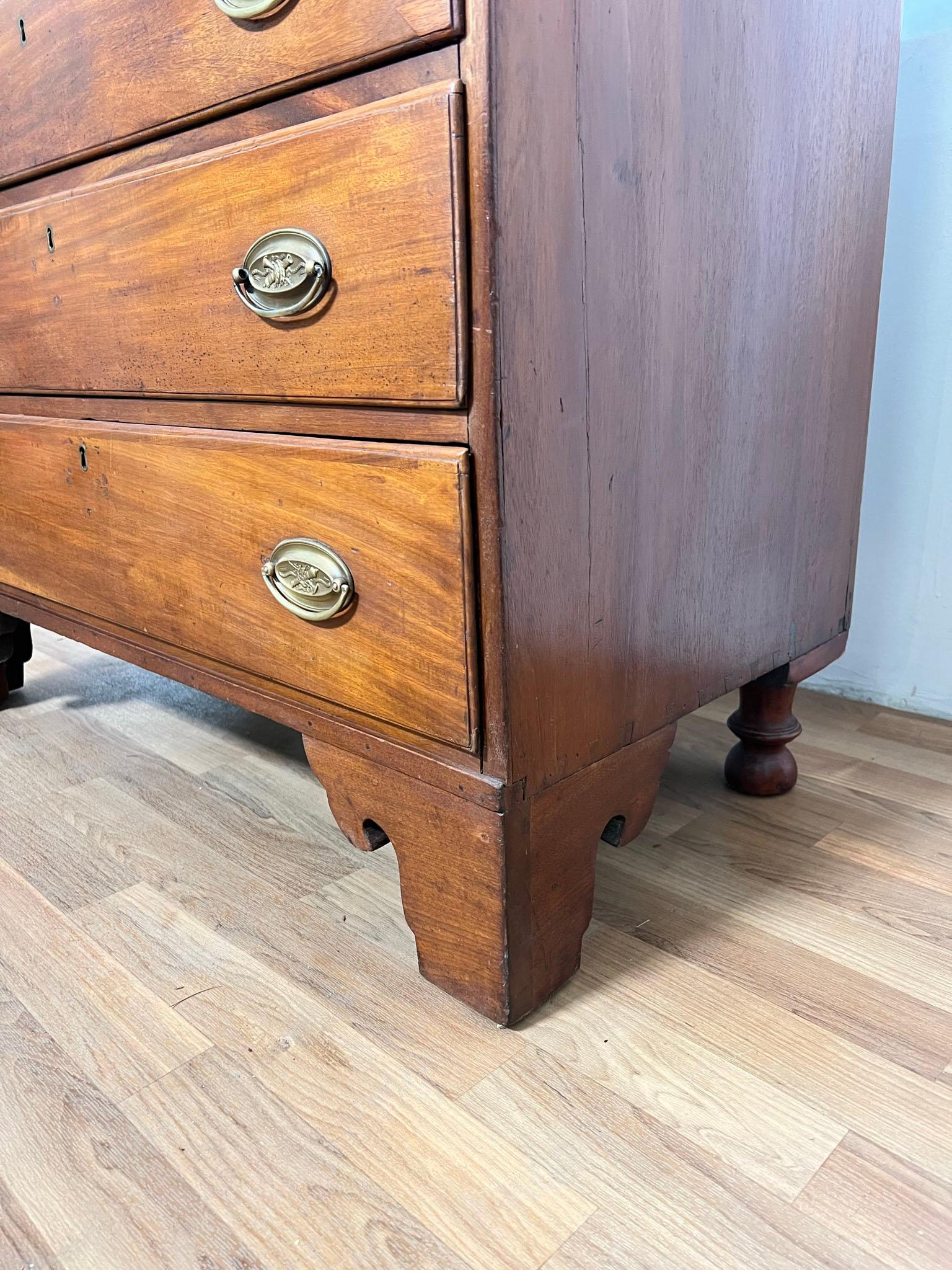 Antique Circa Early 19th Century American Federal Chest on Bracket Feet 10