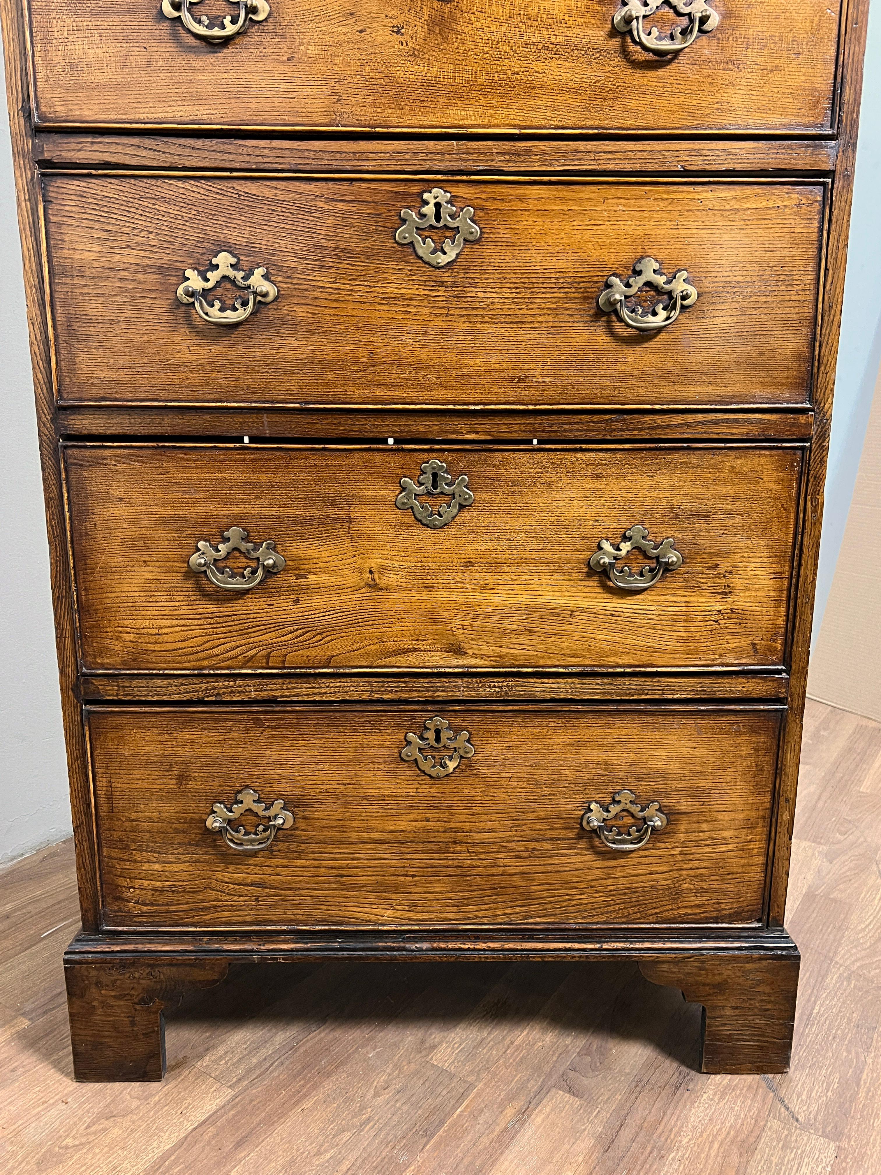 Antique Circa Late 1700s Georgian High Boy Chest of Six Drawers For Sale 5